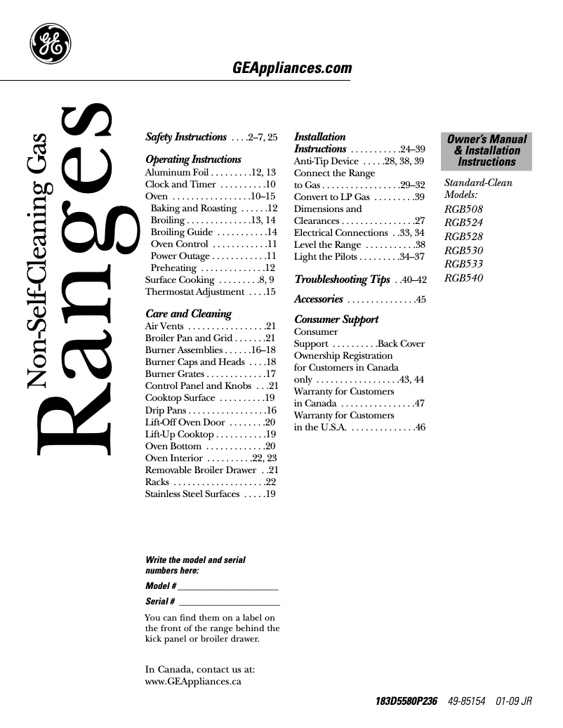 Page 1 de la notice Manuel d'utilisation et d'entretien Hotpoint RGB524PEAAD