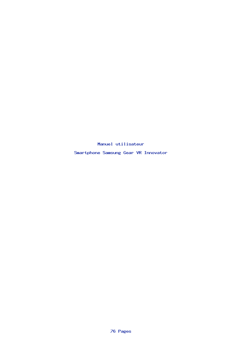 Page 1 de la notice Manuel utilisateur Samsung Gear VR Innovator