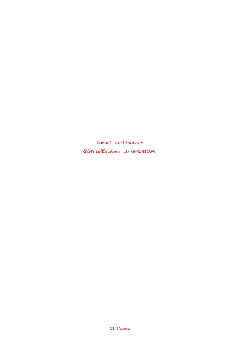 Page 1 de la notice Manuel utilisateur LG GR43W11GVF