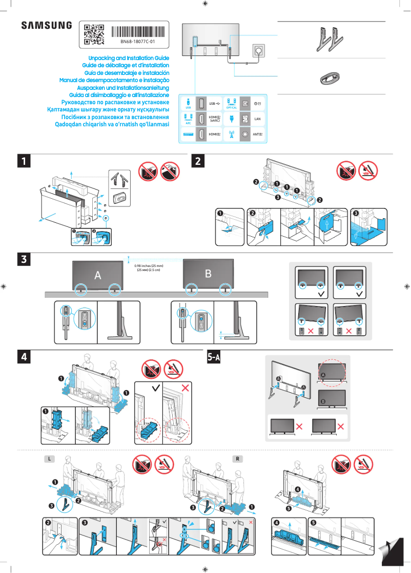 Página 1 del manual Guía de instalación Samsung UN98DU9000G