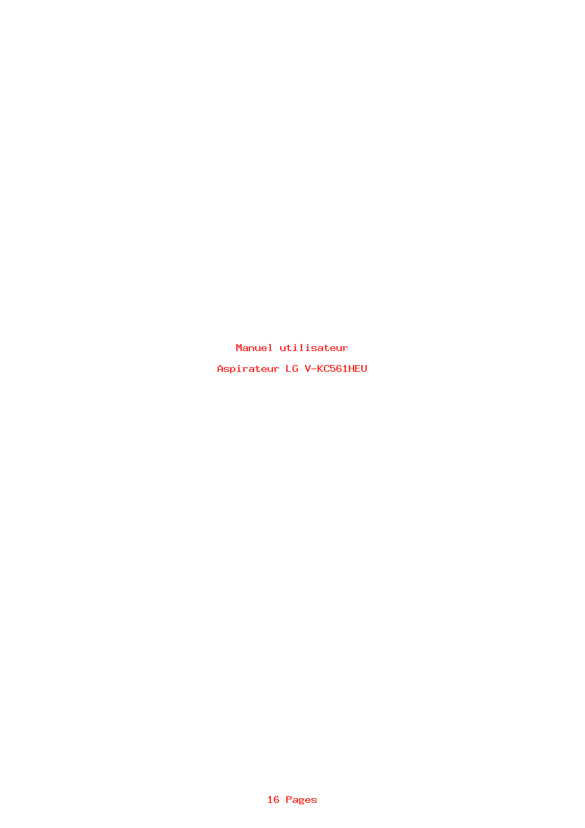 Page 1 de la notice Manuel utilisateur LG V-KC561HEU