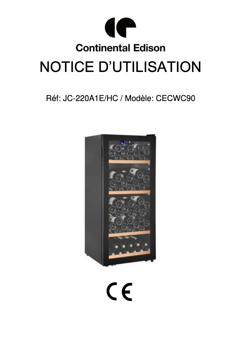 Page 1 de la notice Manuel utilisateur Continental Edison CECWC90
