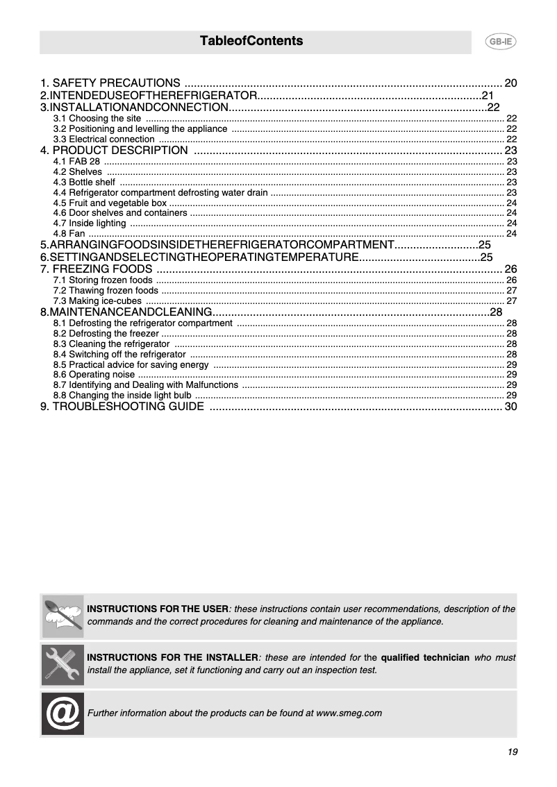 Página 1 del manual Manual de usuario Smeg FAB28LRO