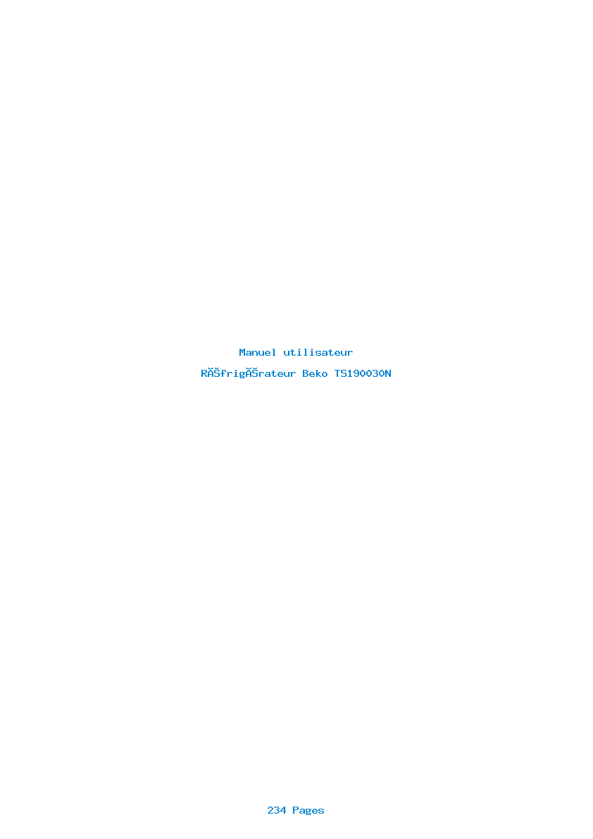 Page 1 de la notice Manuel utilisateur Beko TS190030N