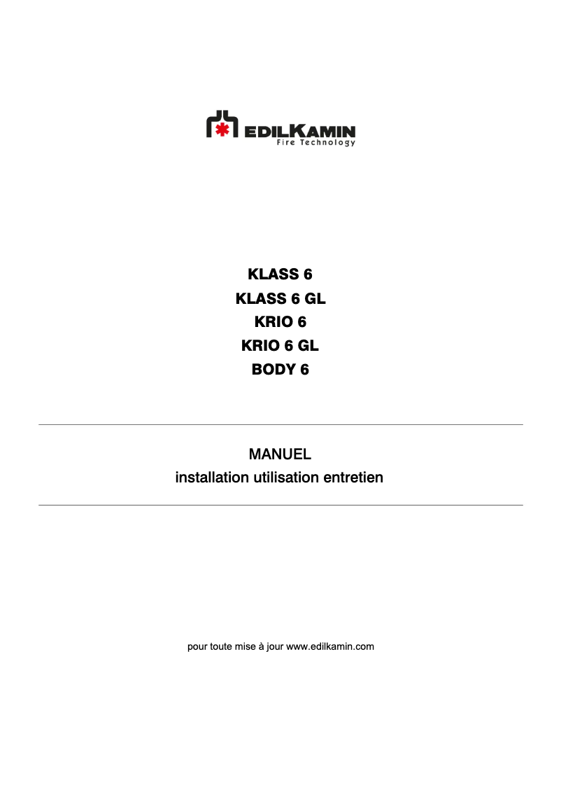 Page 1 de la notice Manuel utilisateur Edilkamin KLASS 6 GL