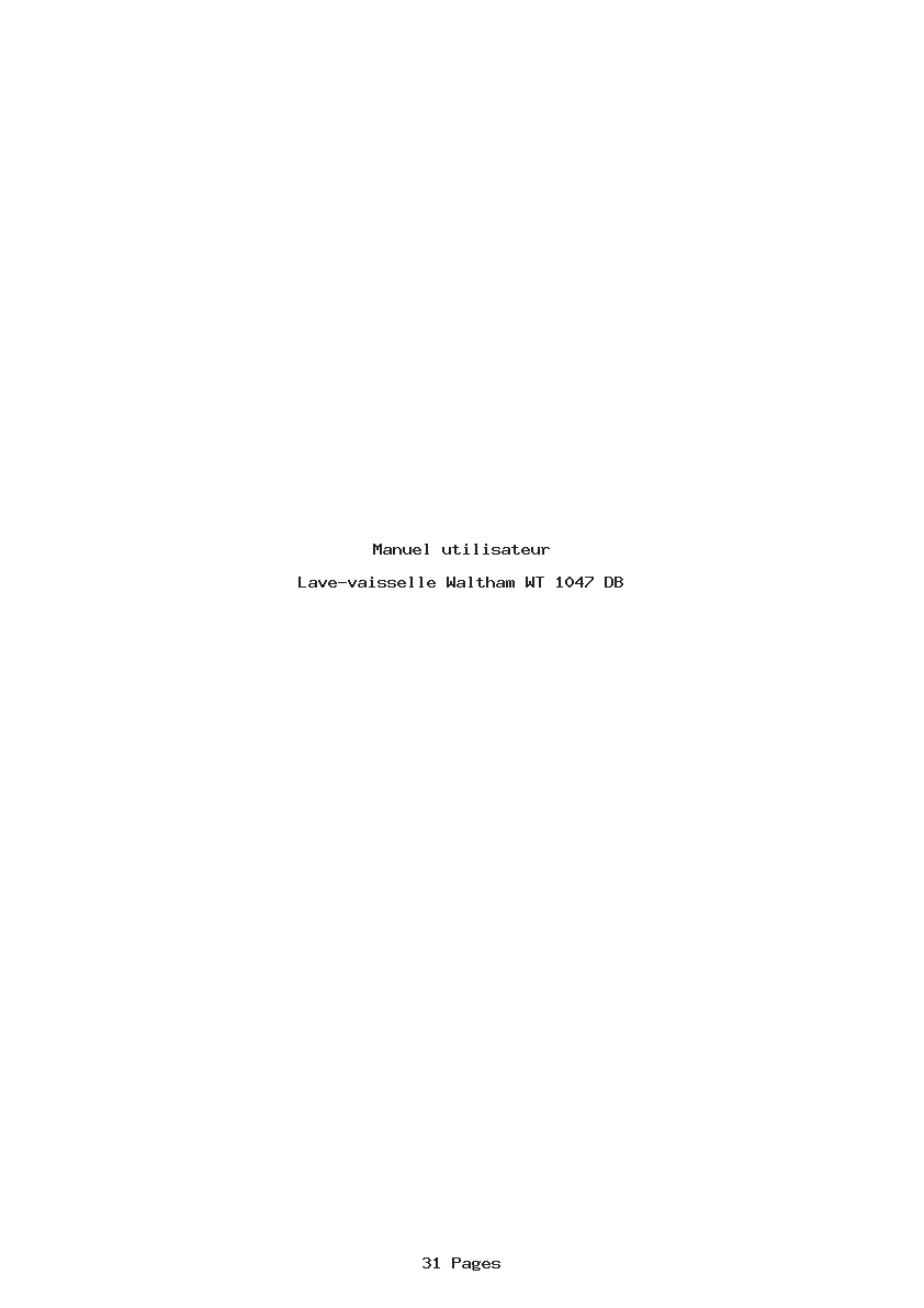 Page 1 de la notice Manuel utilisateur Waltham WT 1047 DB