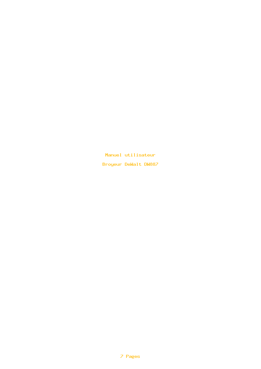 Page 1 de la notice Manuel utilisateur DeWalt DW887