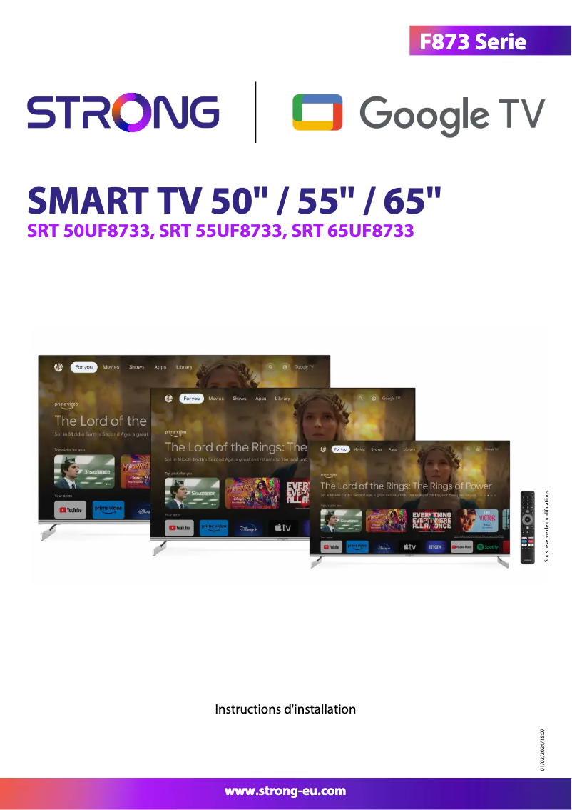 Page 1 de la notice Manuel utilisateur Strong SRT 55UF8733