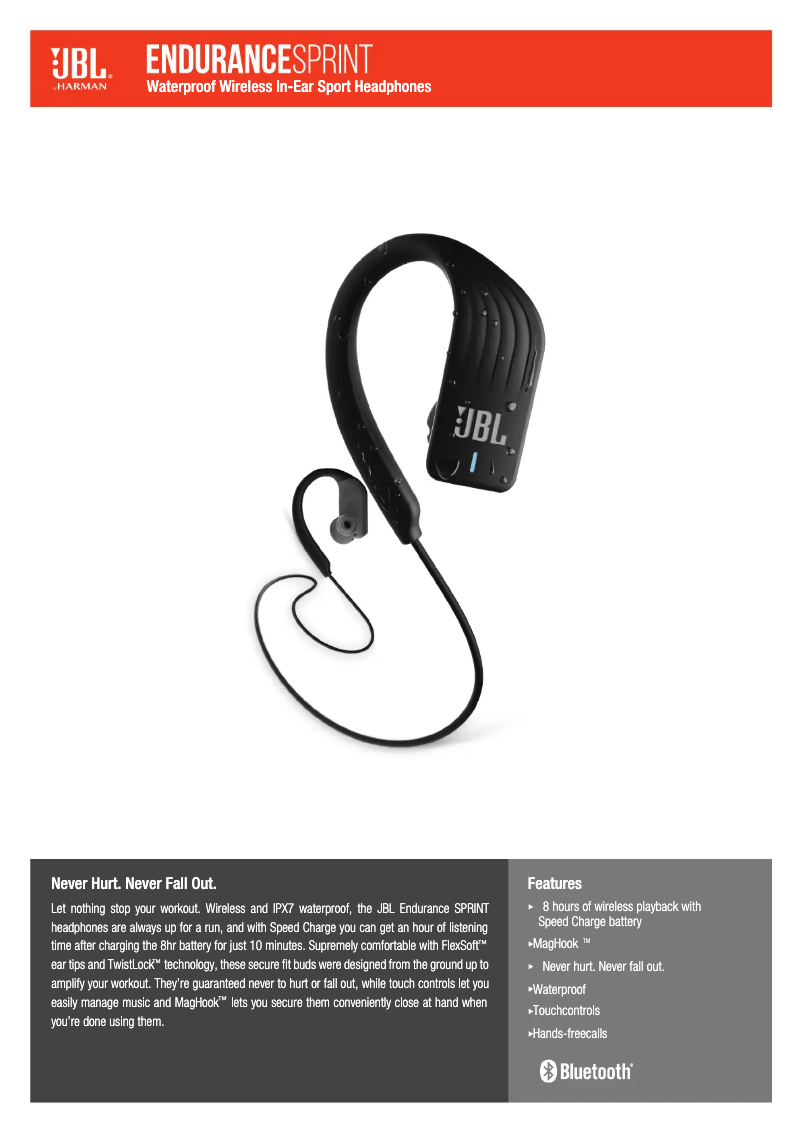 Página 1 del manual Ficha técnica JBL Endurance Sprint