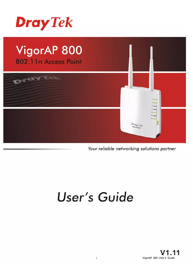 Page 1 de la notice Manuel utilisateur Draytek VigorAP 800
