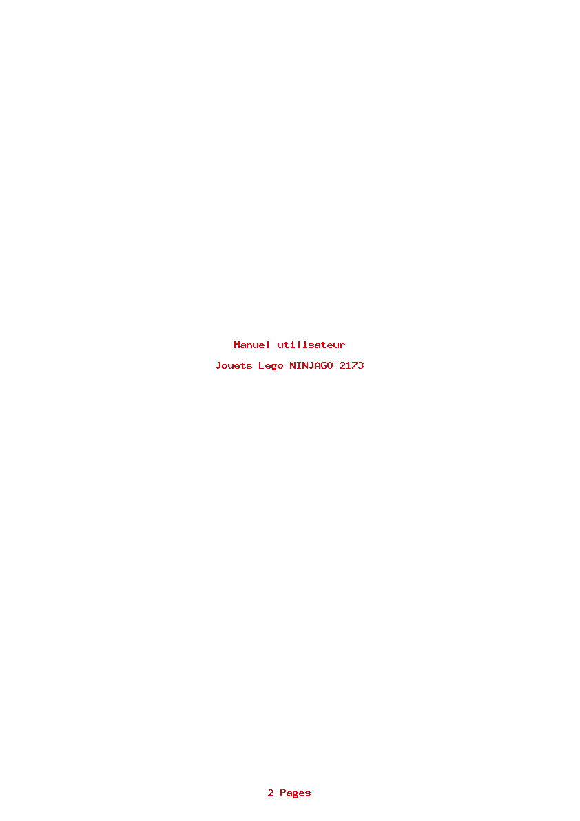 Page 1 de la notice Manuel utilisateur Lego NINJAGO 2173