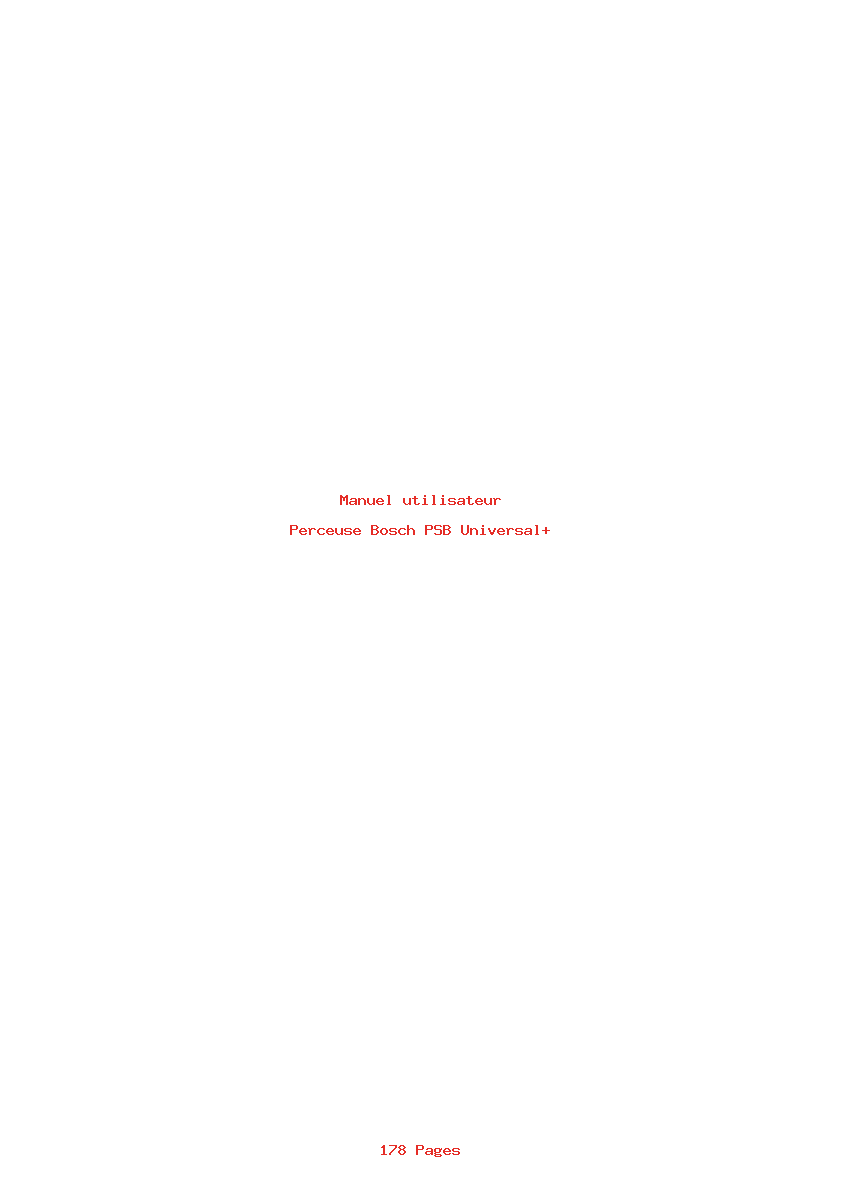 Page 1 de la notice Manuel utilisateur Bosch PSB Universal+