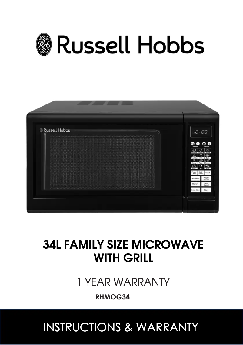 Page 1 de la notice Manuel utilisateur Russell Hobbs RHMOG34