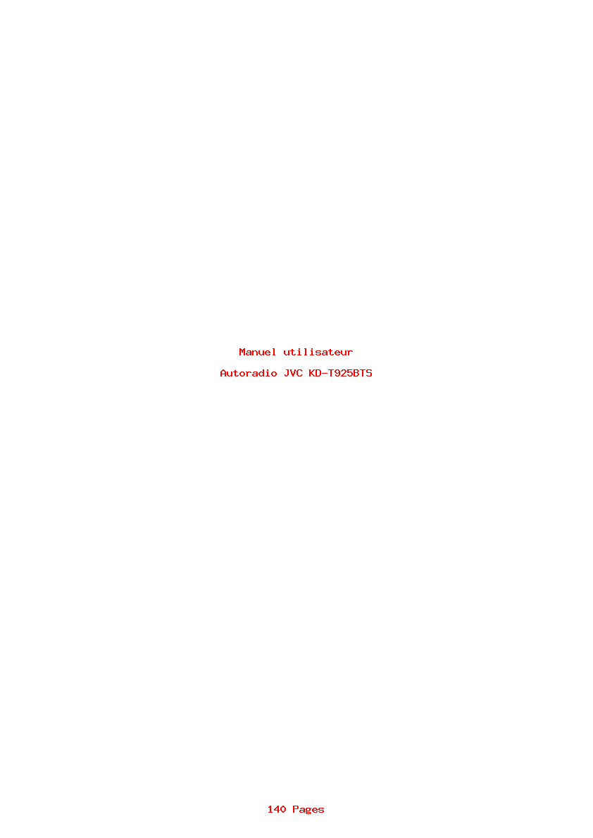 Page 1 de la notice Manuel utilisateur JVC KD-T925BTS