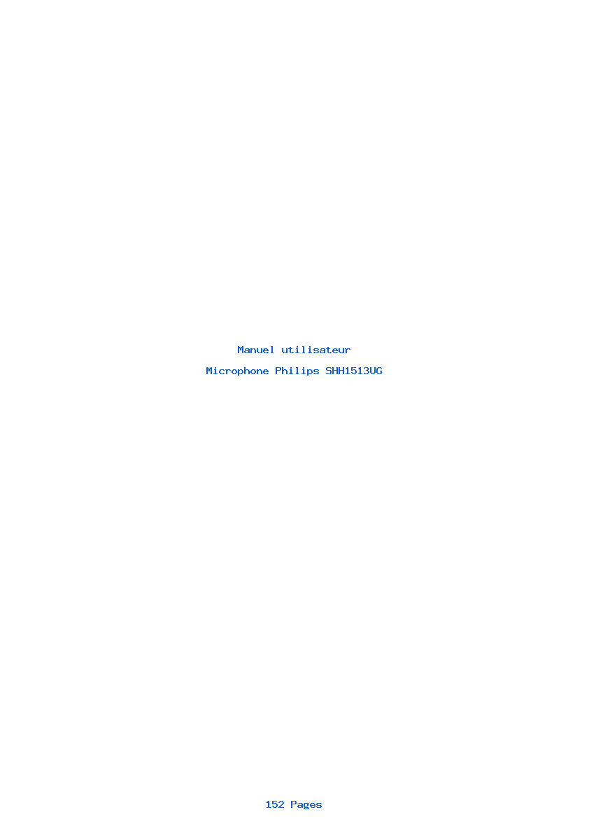 Page 1 de la notice Manuel utilisateur Philips SHH1513UG
