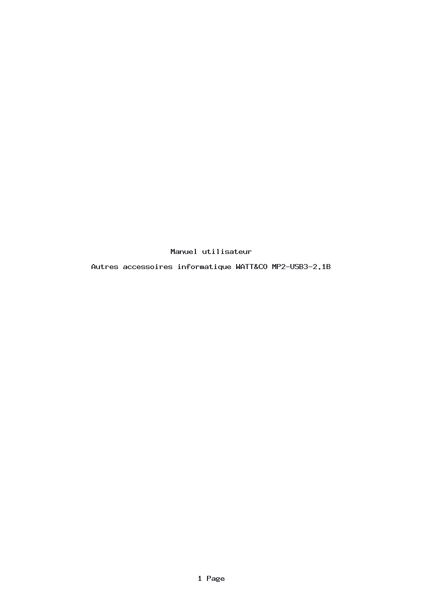 Page 1 de la notice Manuel utilisateur WATT&CO MP2-USB3-2.1B