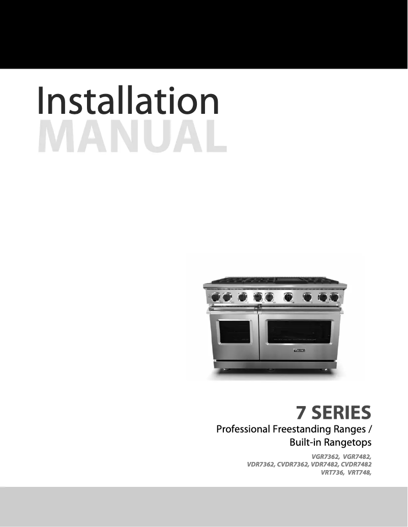 Page 1 of the manual Installation Guide Viking VGR73626BGGLP