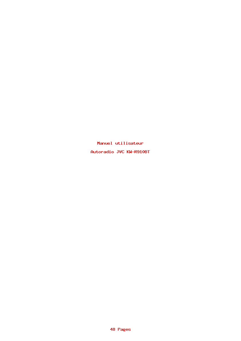 Page 1 de la notice Manuel utilisateur JVC KW-R910BT