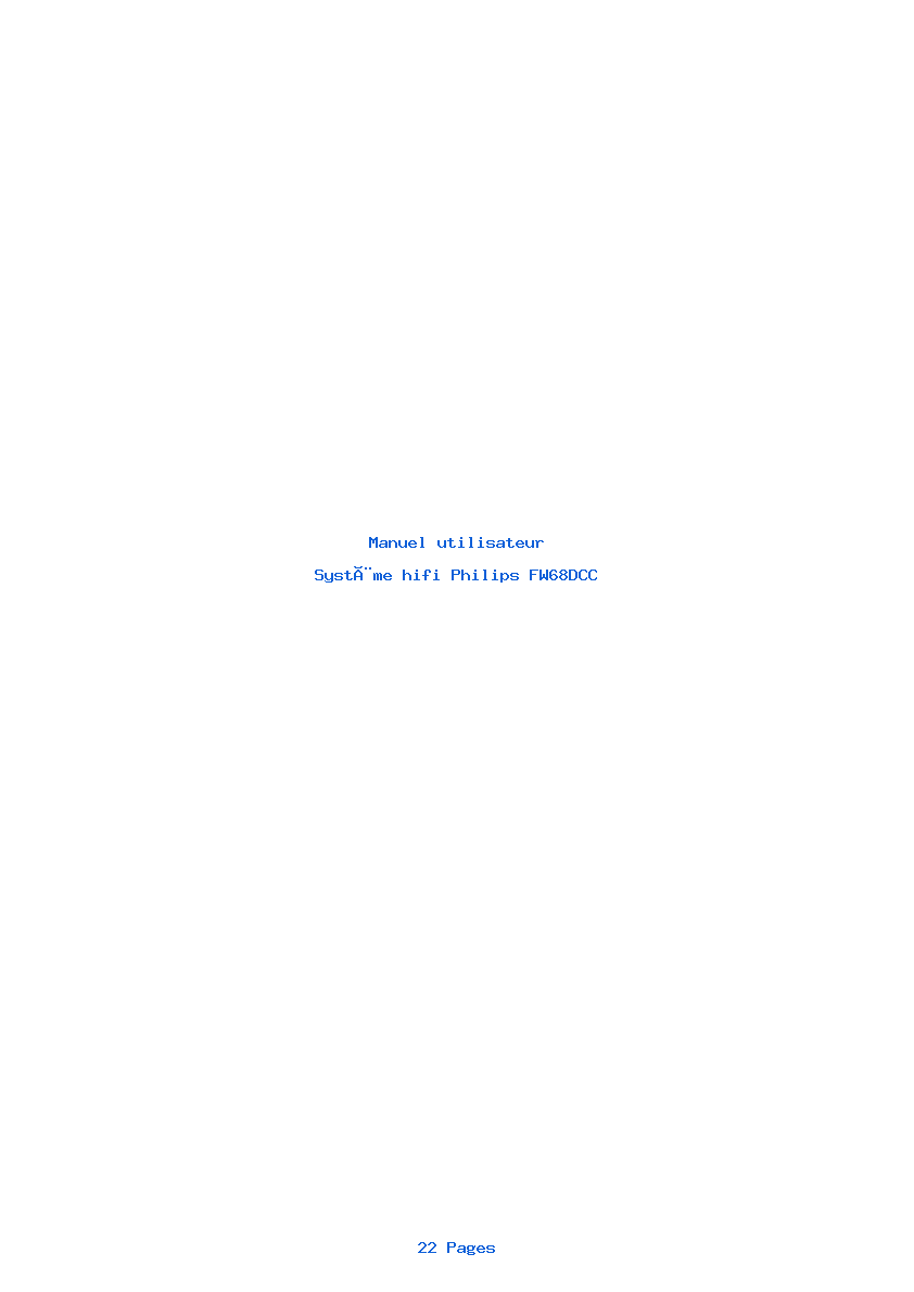 Page 1 de la notice Manuel utilisateur Philips FW68DCC