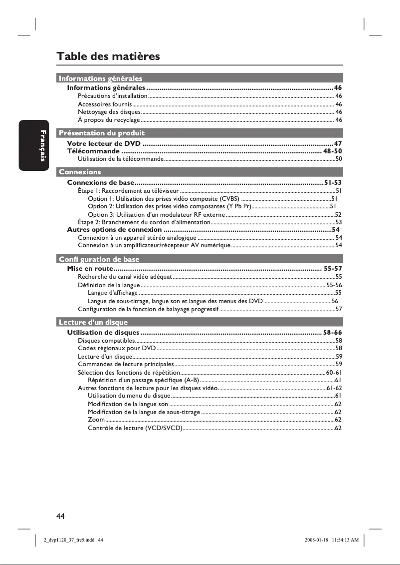 Page 1 of the manual User Manual Philips DVP1120