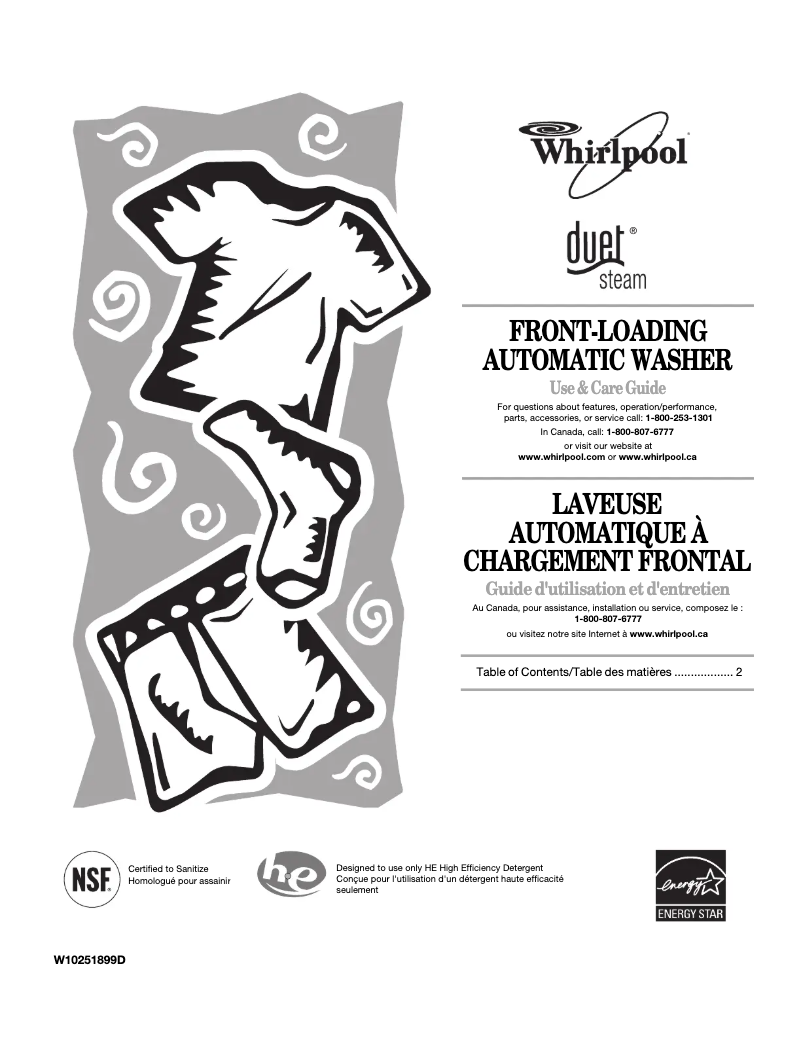 Page 1 de la notice Manuel utilisateur Whirlpool WFW9550WR