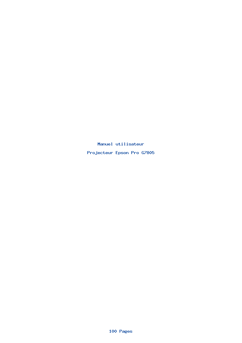 Page 1 de la notice Manuel utilisateur Epson Pro G7805