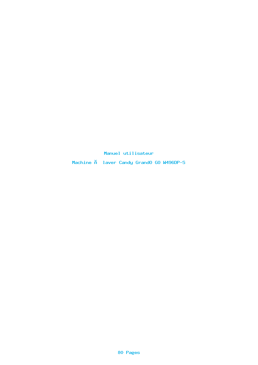 Page 1 de la notice Manuel utilisateur Candy GrandO GO W496DP-S