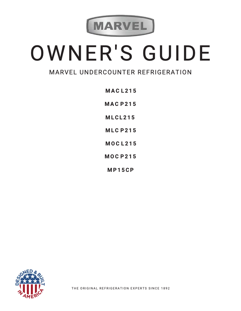 Page 1 de la notice Guide d'installation Marvel MLNP115SS01B