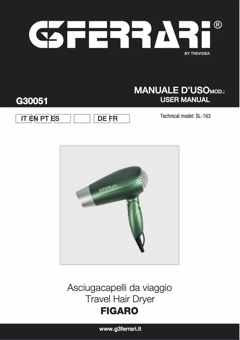 Page 1 of the manual User Manual G3 Ferrari Figaro G30051