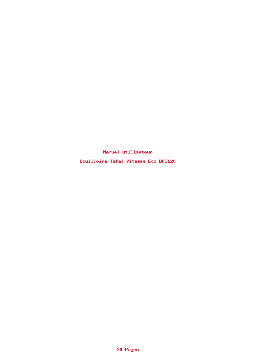 Page 1 de la notice Manuel utilisateur Tefal Vitesse Eco BF2120