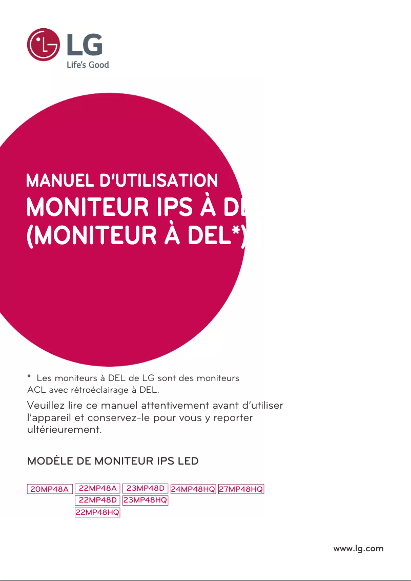 Page 1 de la notice Manuel utilisateur LG 23MP48HQ