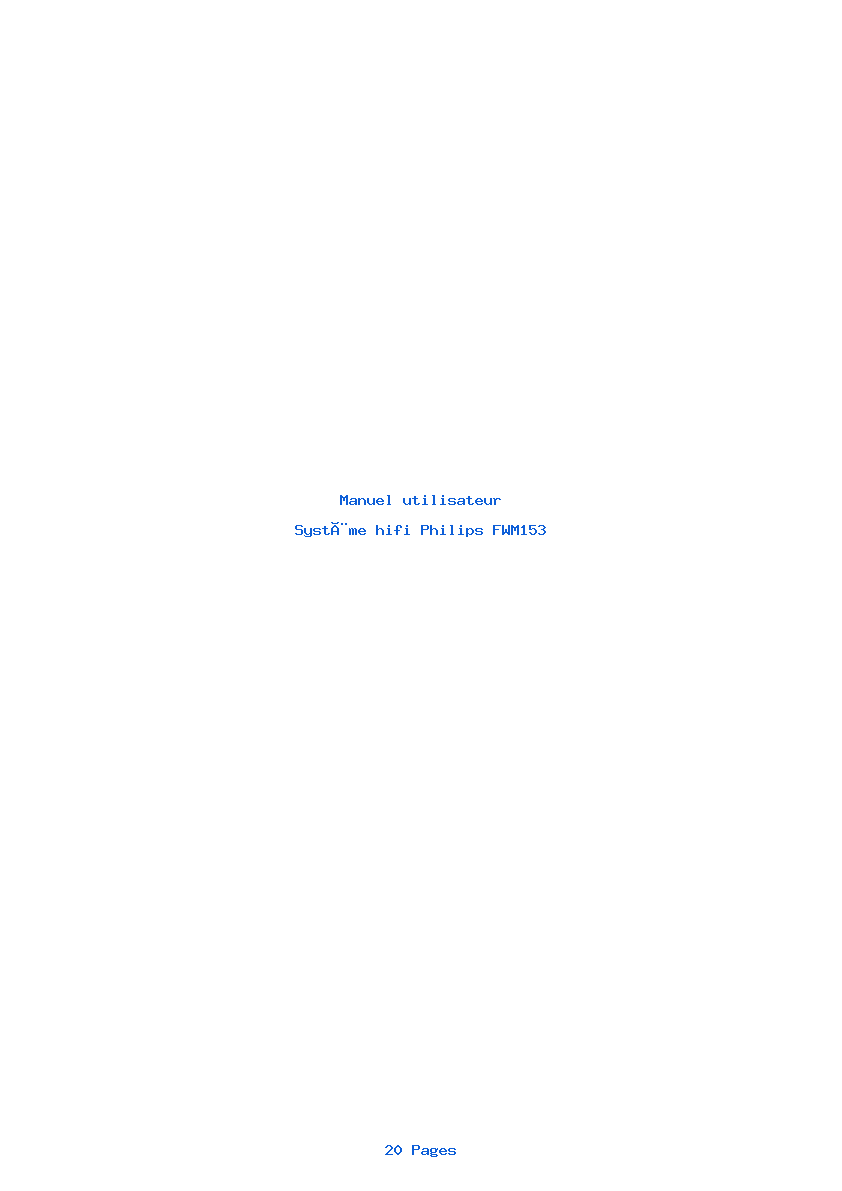 Page 1 de la notice Manuel utilisateur Philips FWM153