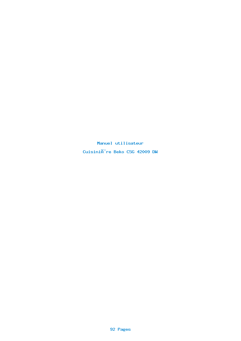 Page 1 de la notice Manuel utilisateur Beko CSG 42009 DW