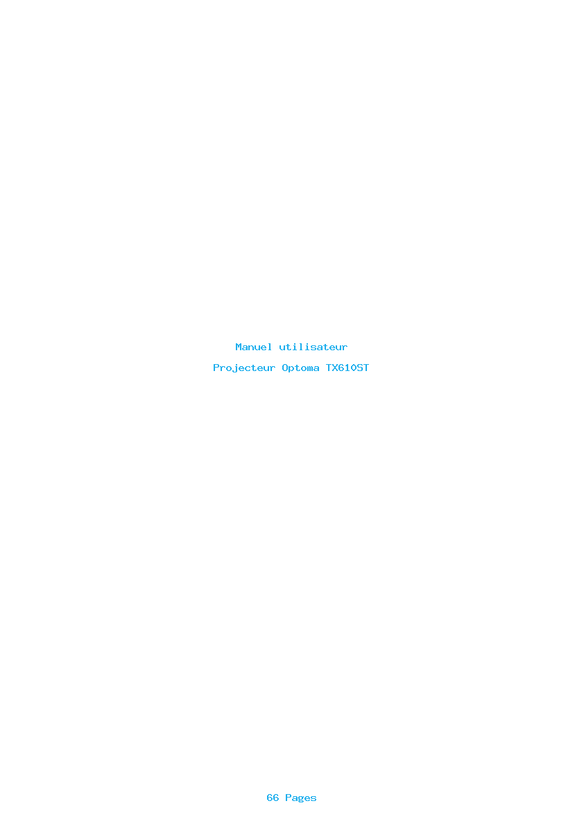 Page 1 de la notice Manuel utilisateur Optoma TX610ST