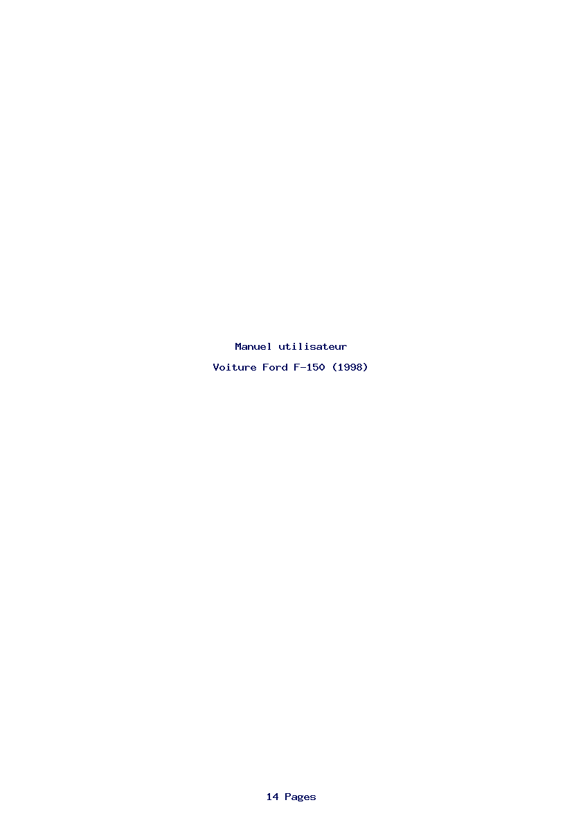 Page 1 de la notice Manuel utilisateur Ford F-150 (1998)