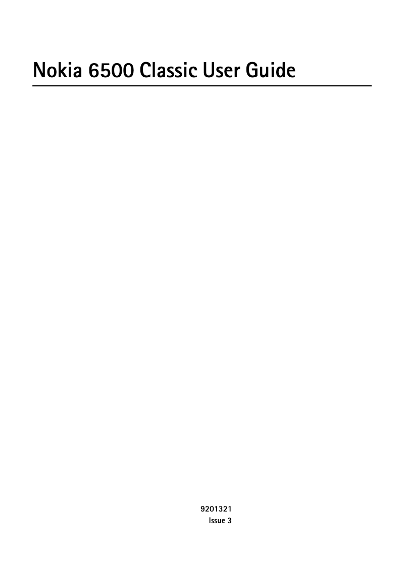 Page 1 de la notice Manuel utilisateur Nokia 6500 Classic