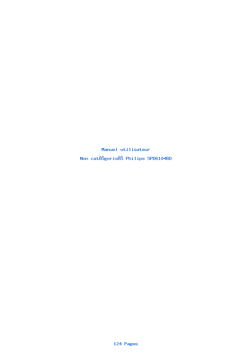 Page 1 de la notice Manuel utilisateur Philips SPD6104BD