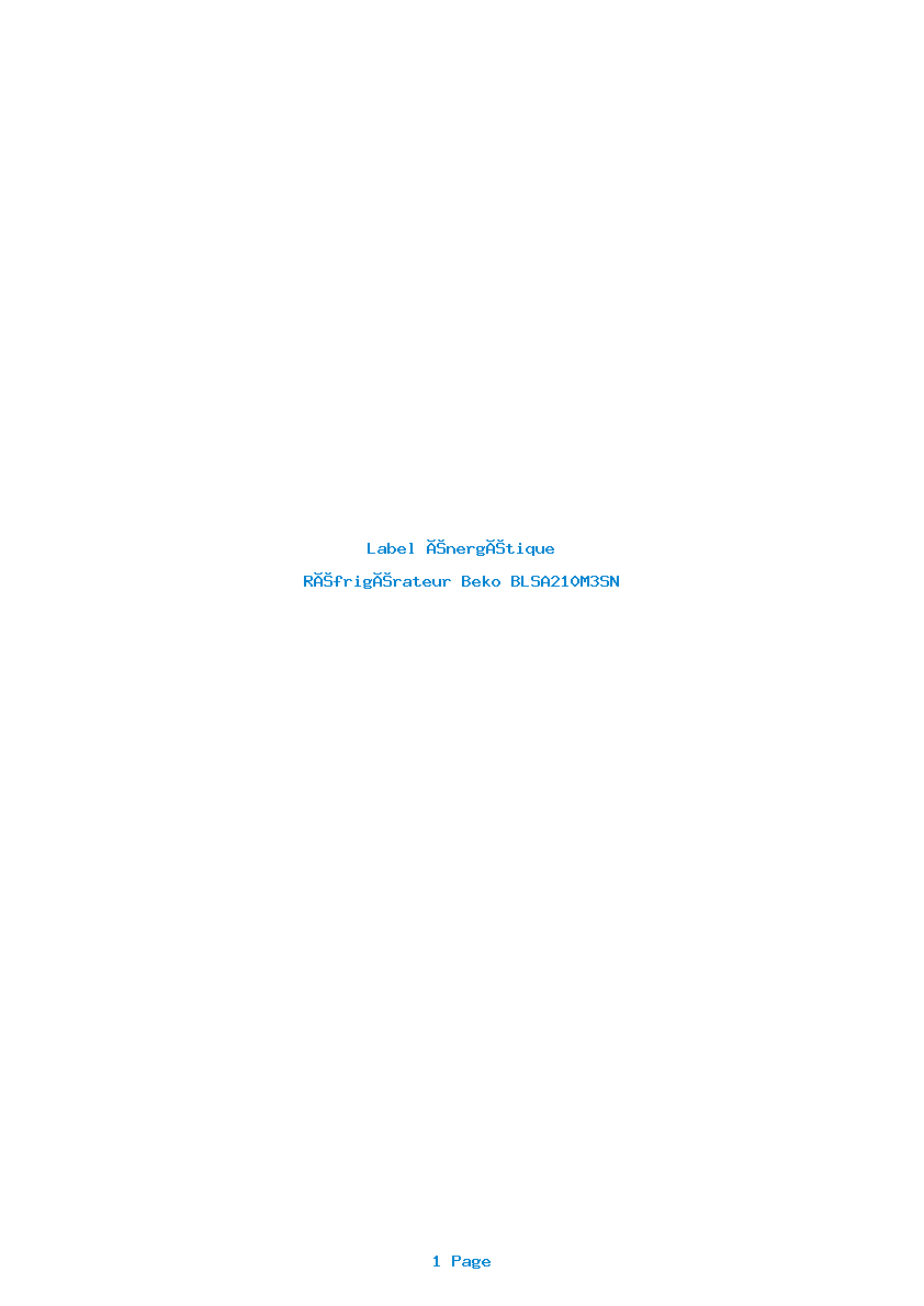 Image de la première page du manuel de l'appareil BLSA210M3SN