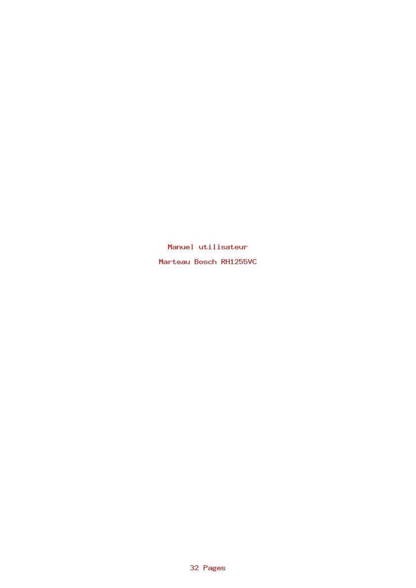 Page 1 de la notice Manuel utilisateur Bosch RH1255VC