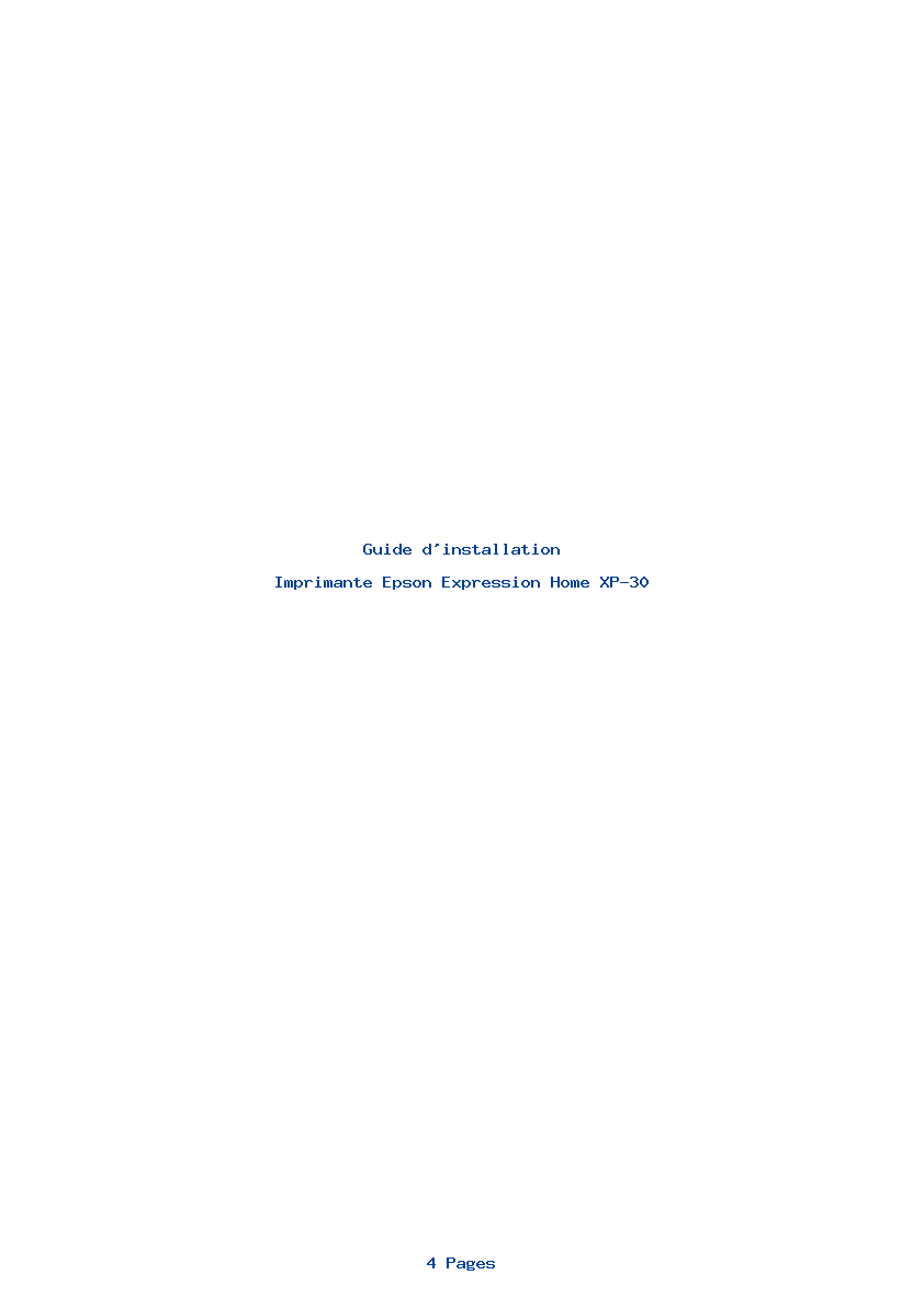 Page 1 de la notice Guide d'installation Epson Expression Home XP-30