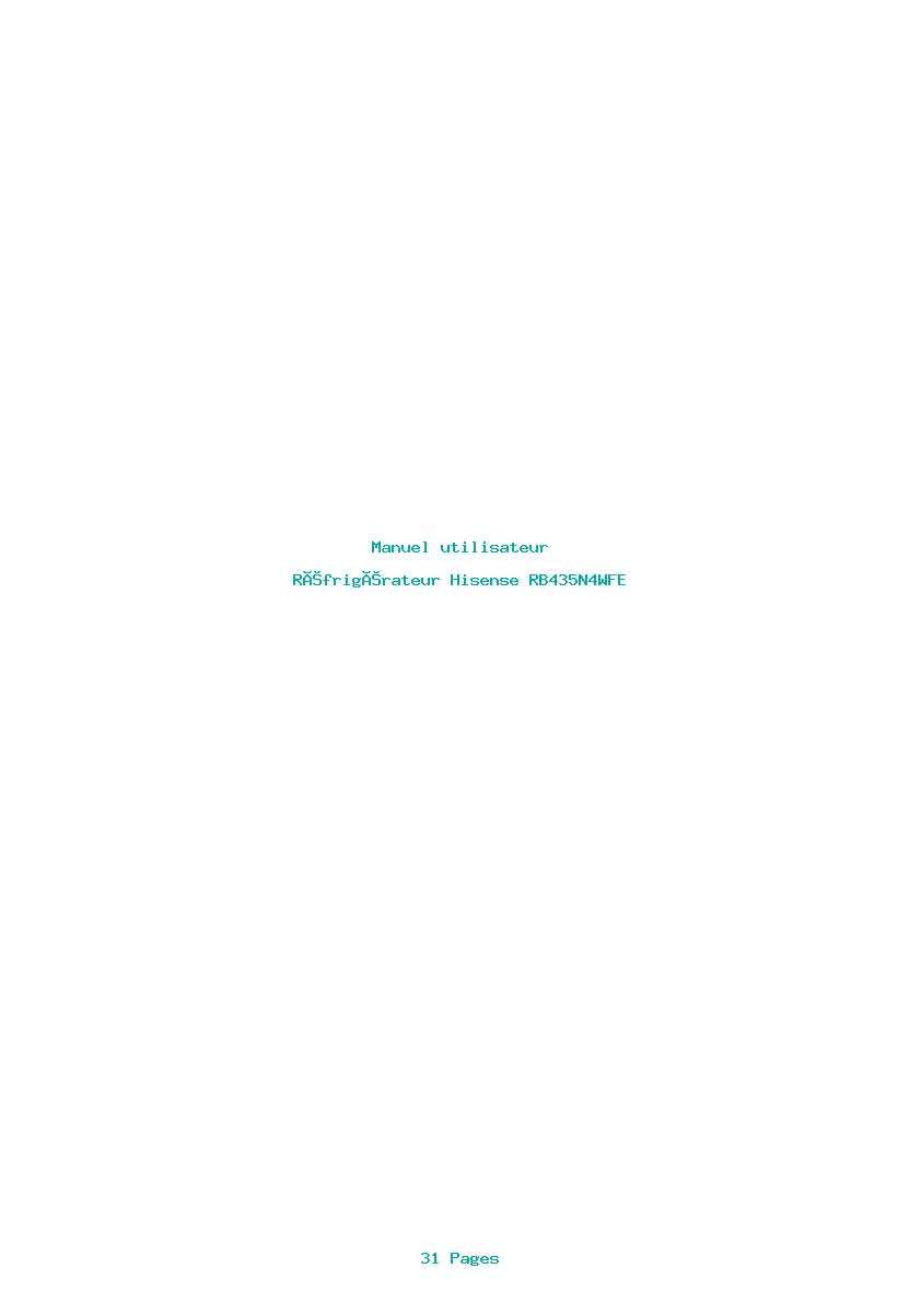 Page 1 de la notice Manuel utilisateur Hisense RB435N4WFE