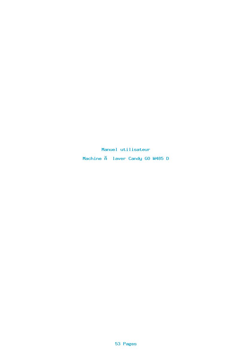Page 1 de la notice Manuel utilisateur Candy GO W485 D