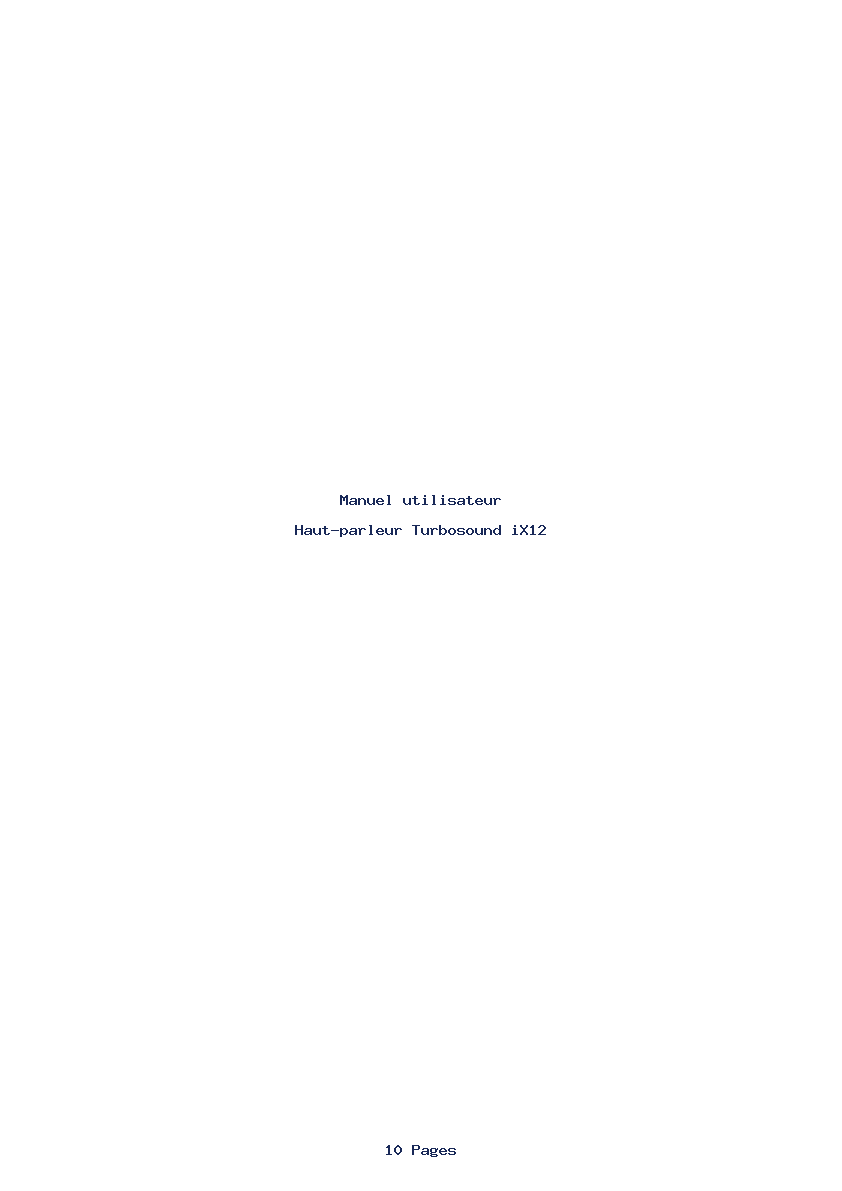 Page 1 de la notice Manuel utilisateur Turbosound iX12