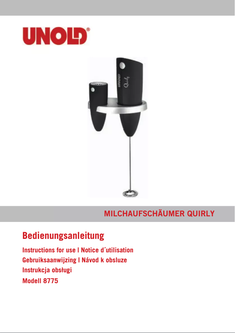 Page 1 de la notice Manuel utilisateur Unold Quirly