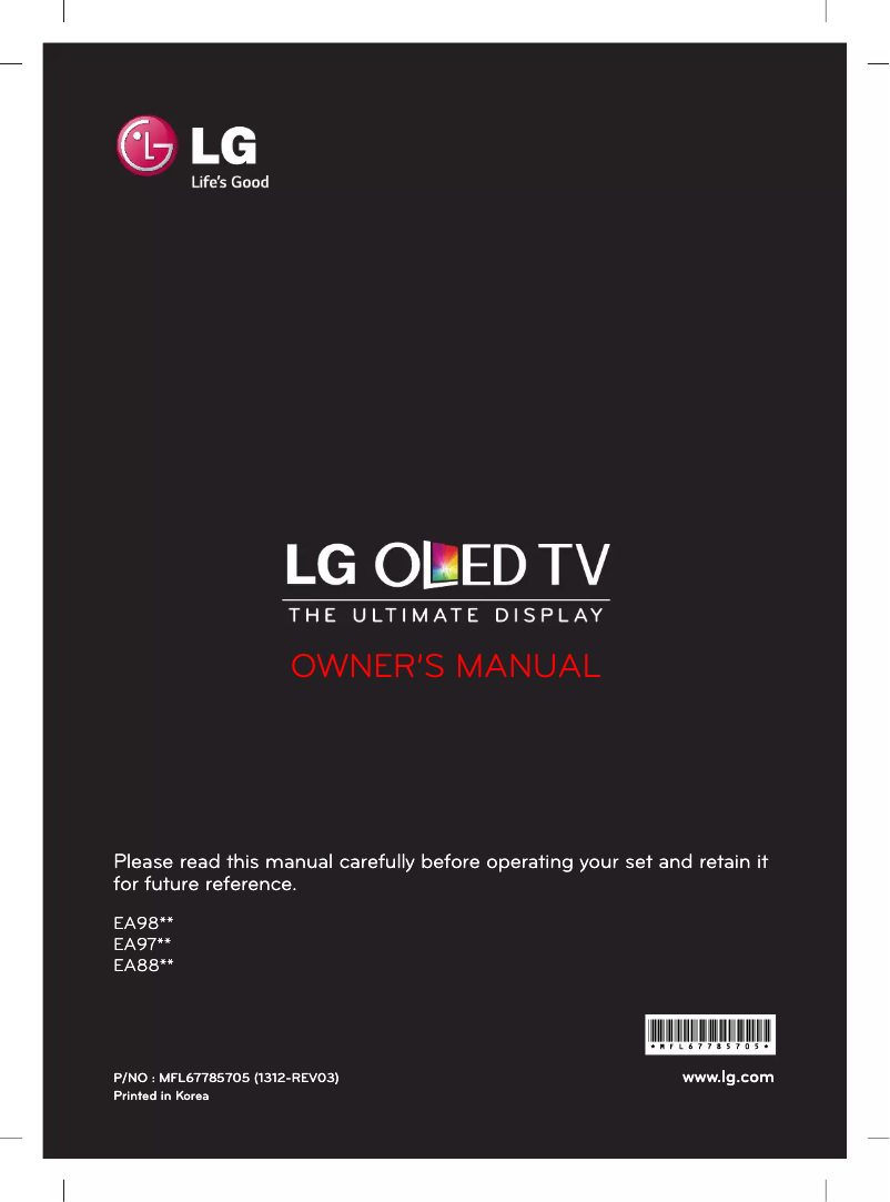 Page 1 de la notice Manuel utilisateur LG 55EA8809