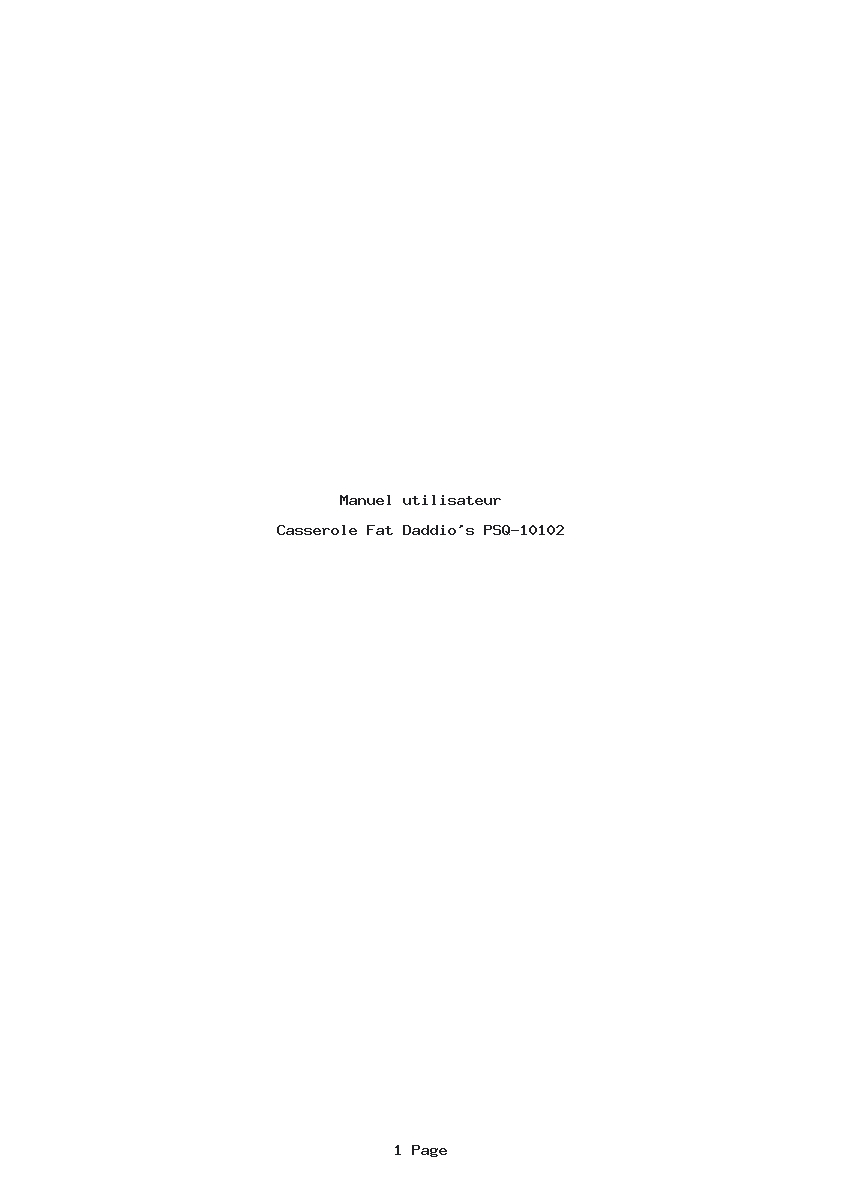 Page 1 de la notice Manuel utilisateur Fat Daddio's PSQ-10102