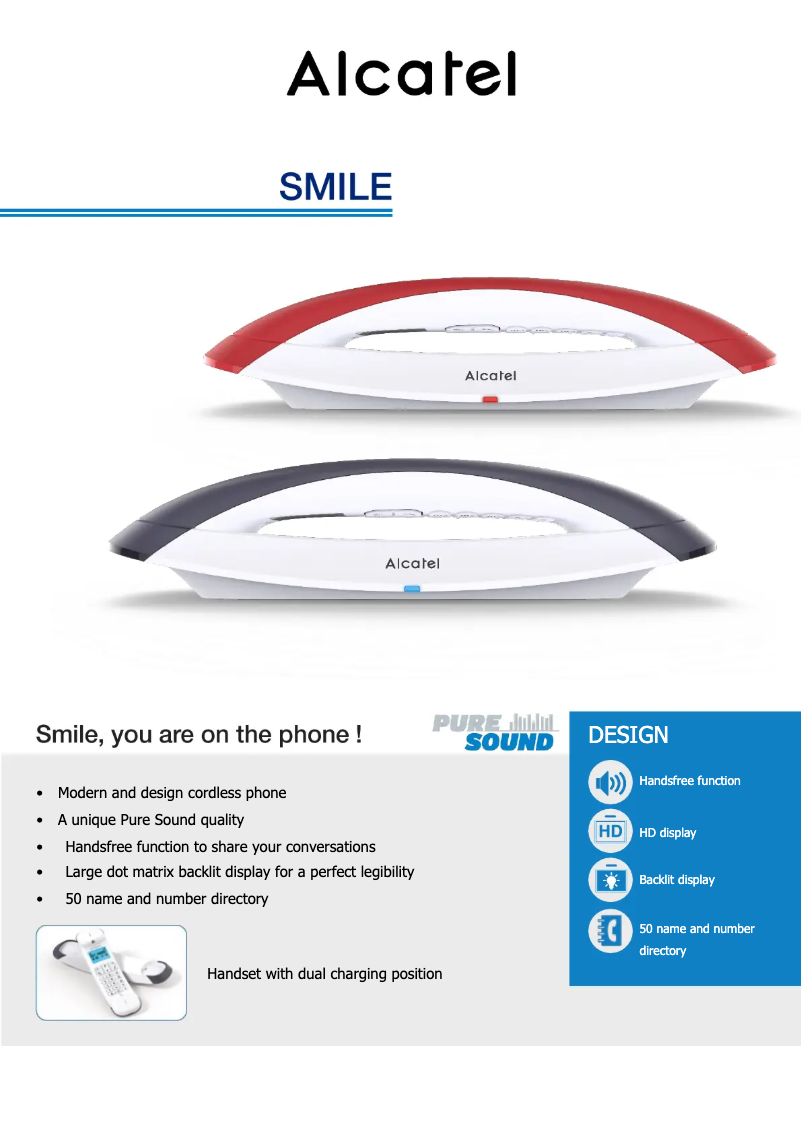 Page 1 de la notice Manuel utilisateur Alcatel Smile