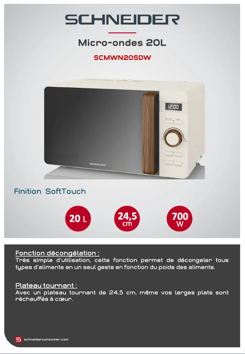 Page 1 de la notice Fiche technique Schneider SCMWN20SDW