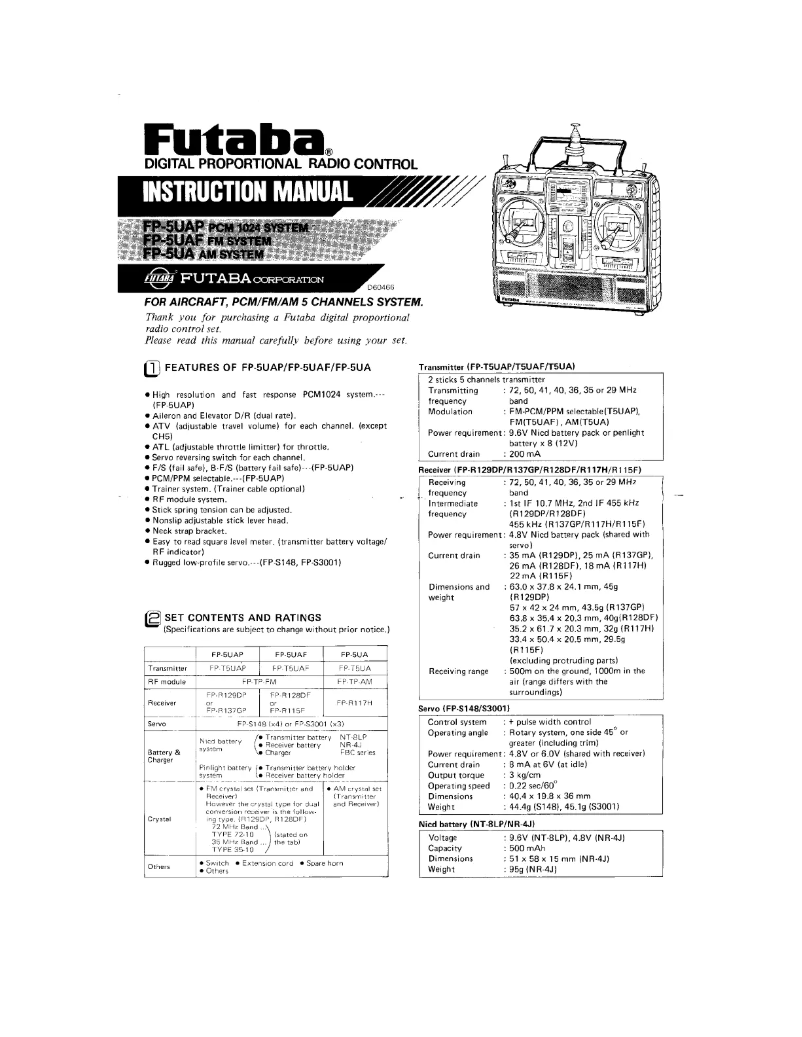 Page 1 de la notice Manuel utilisateur Futaba FP5UAP