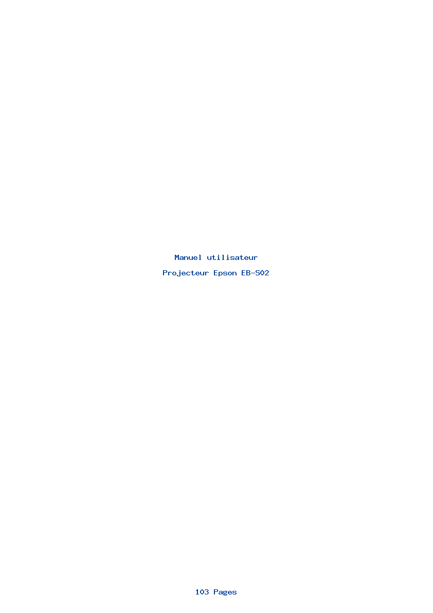Page 1 de la notice Manuel utilisateur Epson EB-S02